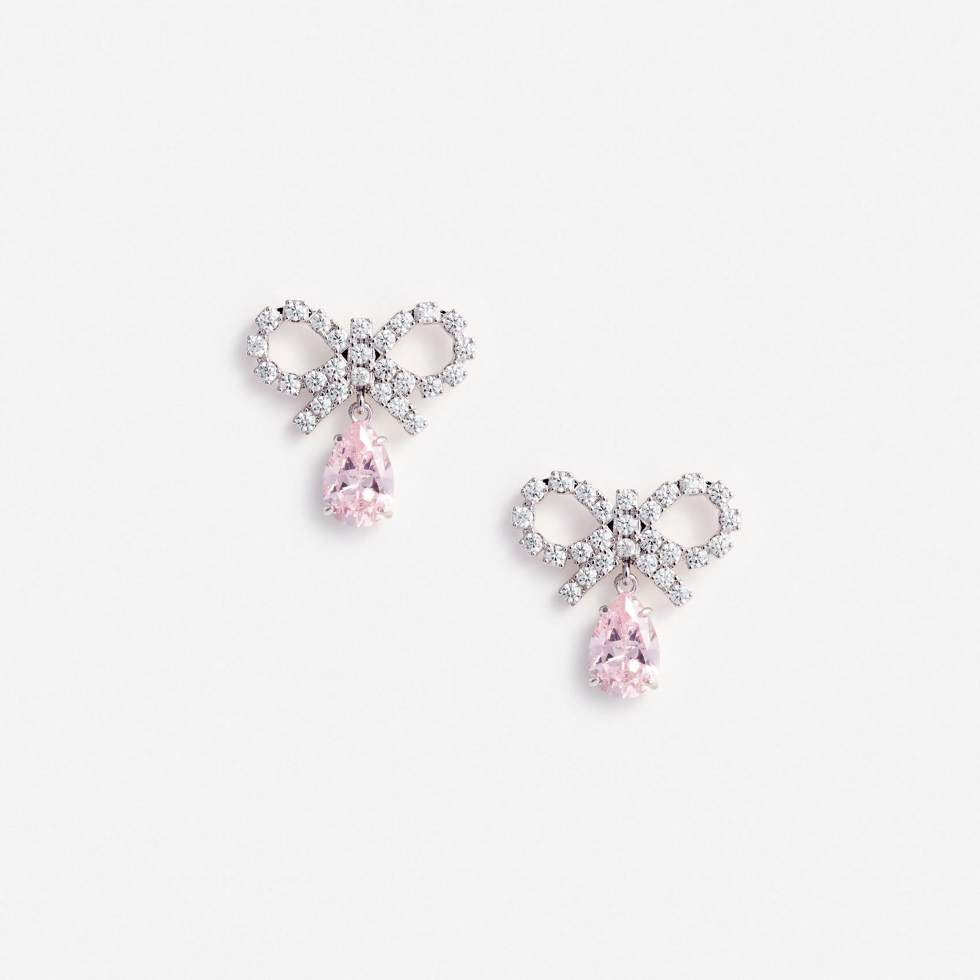 Micro Bow Pink Droplet Earrings Self Portrait