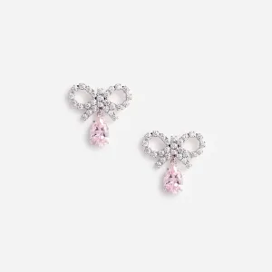 Micro Bow Pink Droplet Earrings Self Portrait