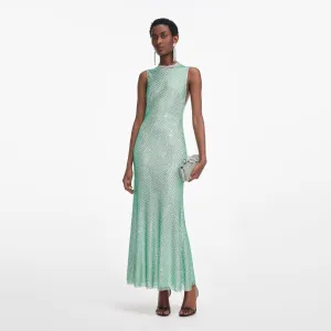 Mint Rhinestone Mesh Midi Dress Self Portrait
