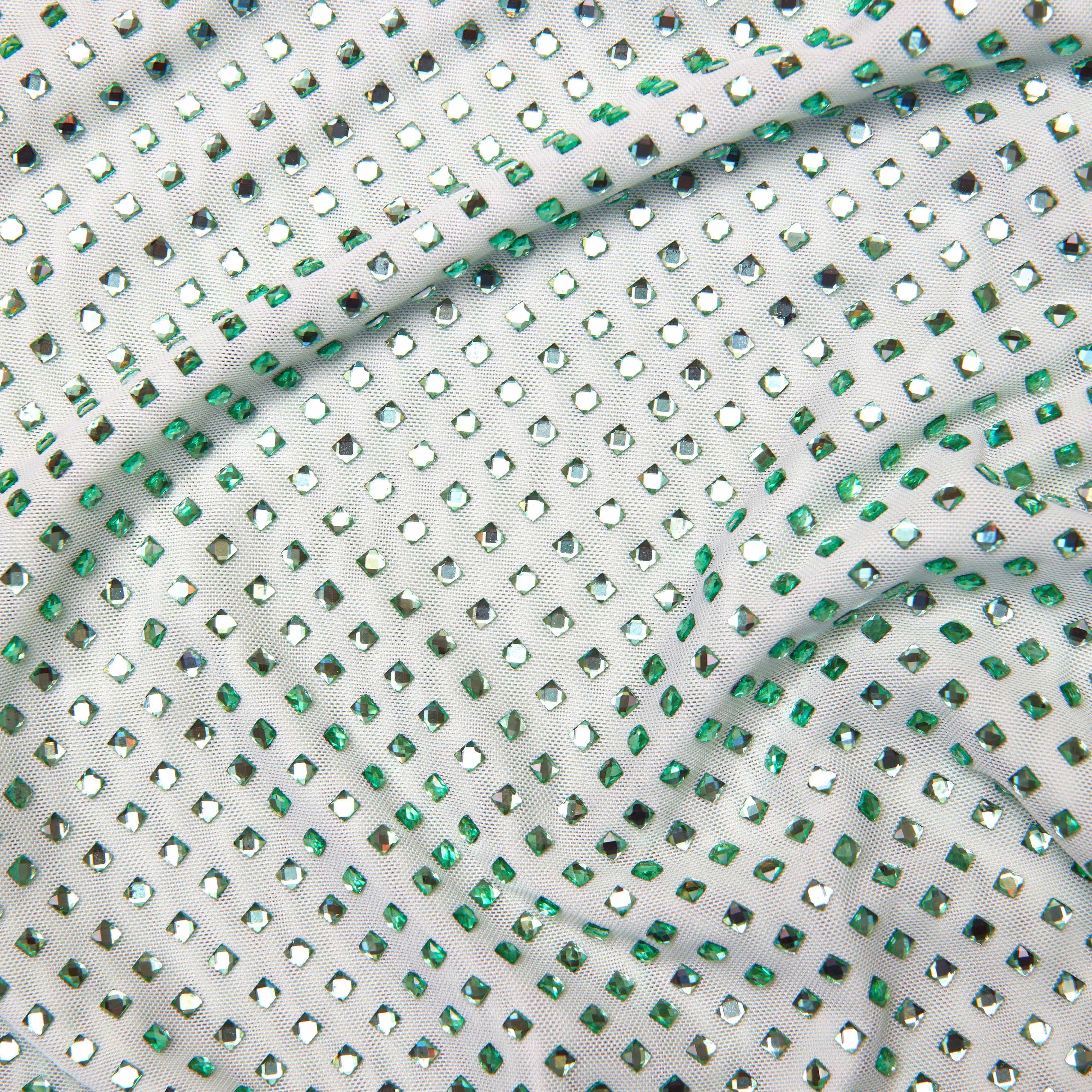 Mint Rhinestone Mesh Midi Dress Self Portrait