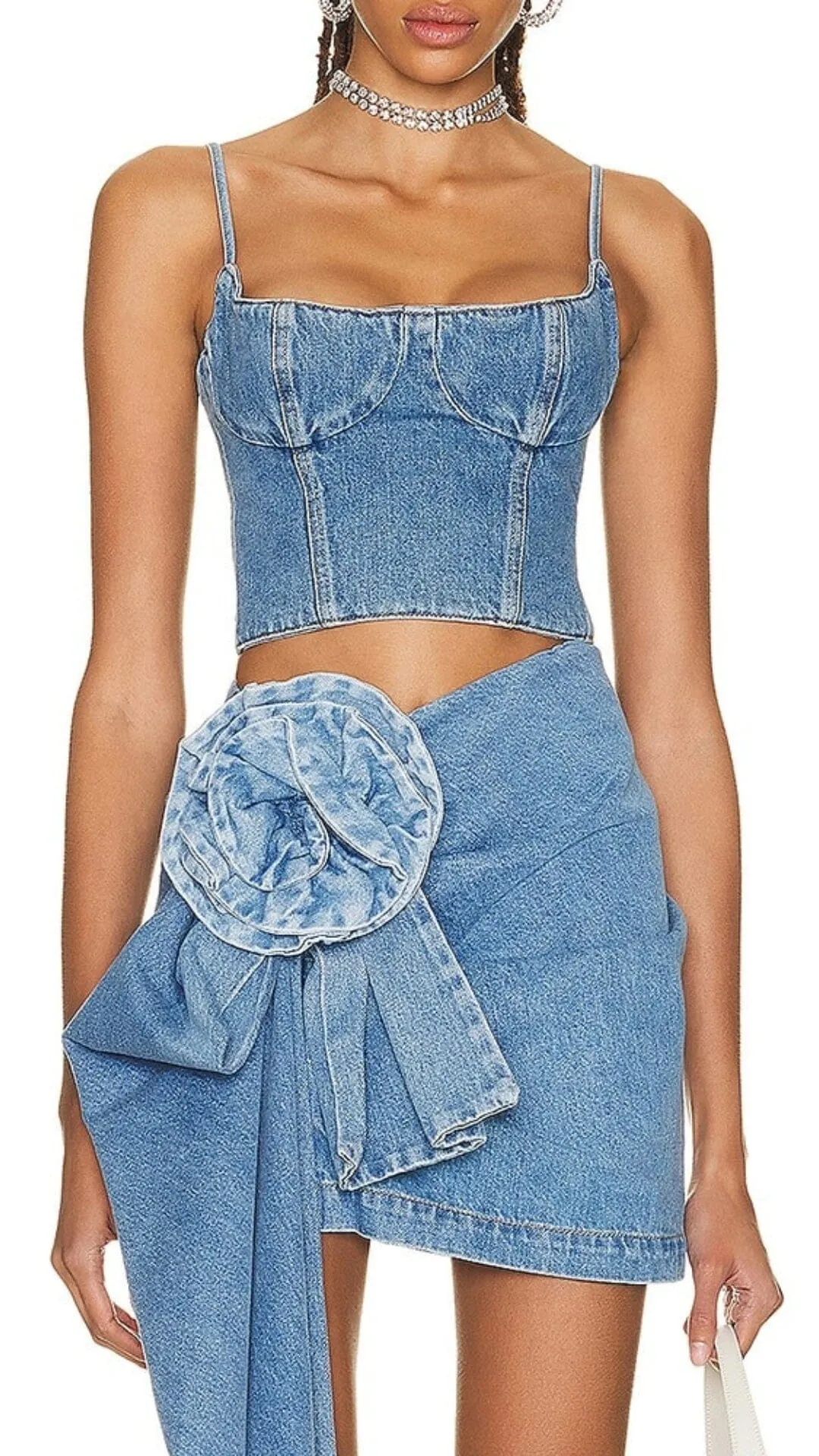 MOICU DENIM CROPPED CAMI TOP Gloria Lanvin