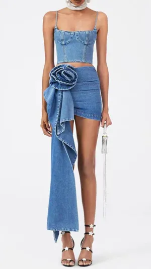 MOICU DENIM CROPPED CAMI TOP Gloria Lanvin