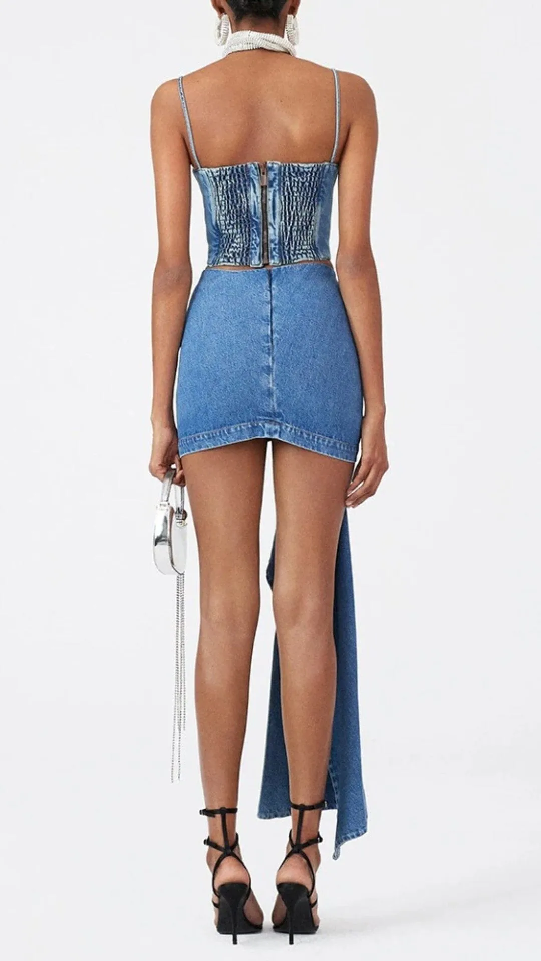 MOICU DENIM CROPPED CAMI TOP Gloria Lanvin