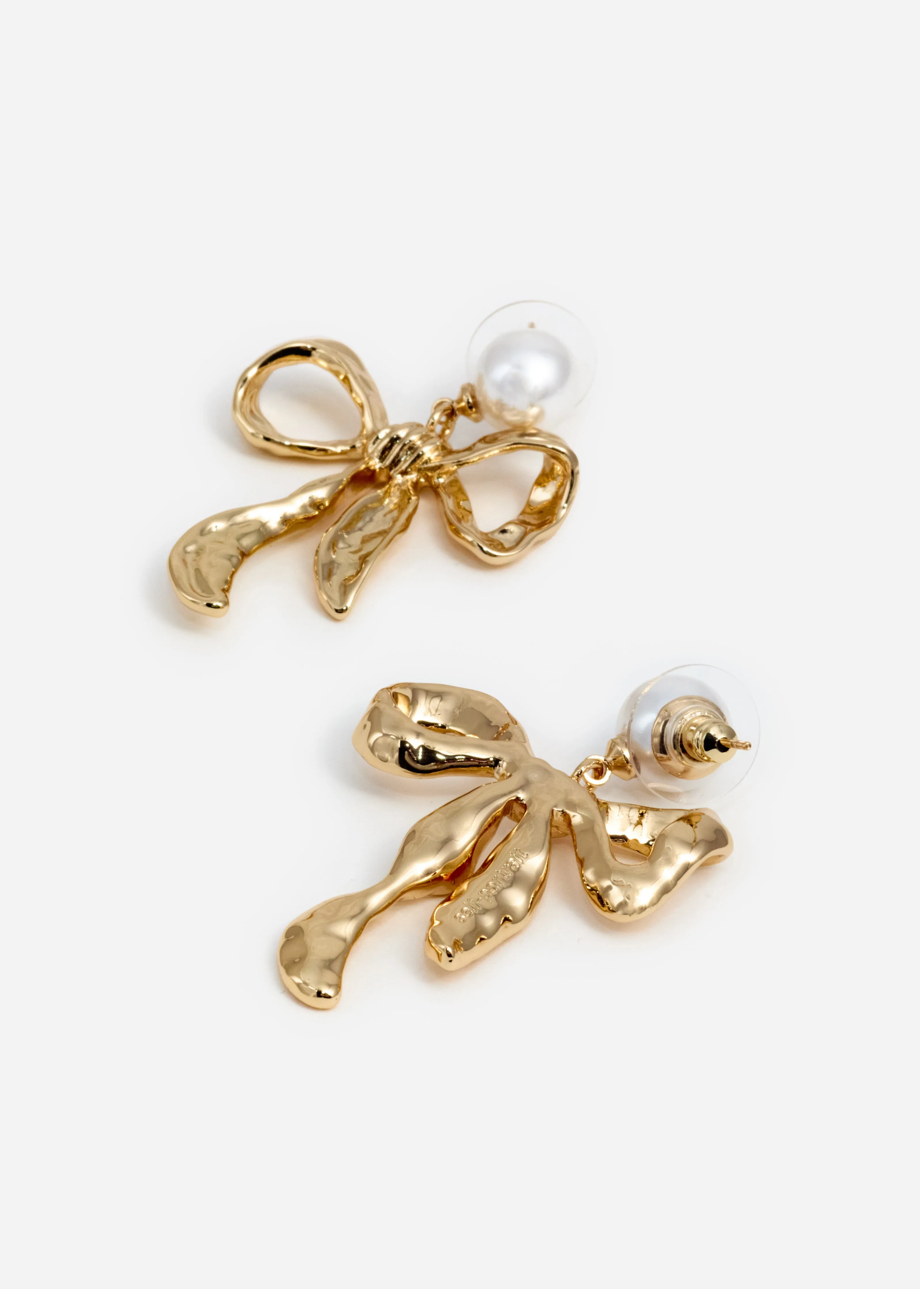 Mottled Gold Bow Earrings Self Portrait