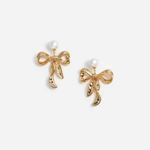 Mottled Gold Bow Earrings Self Portrait