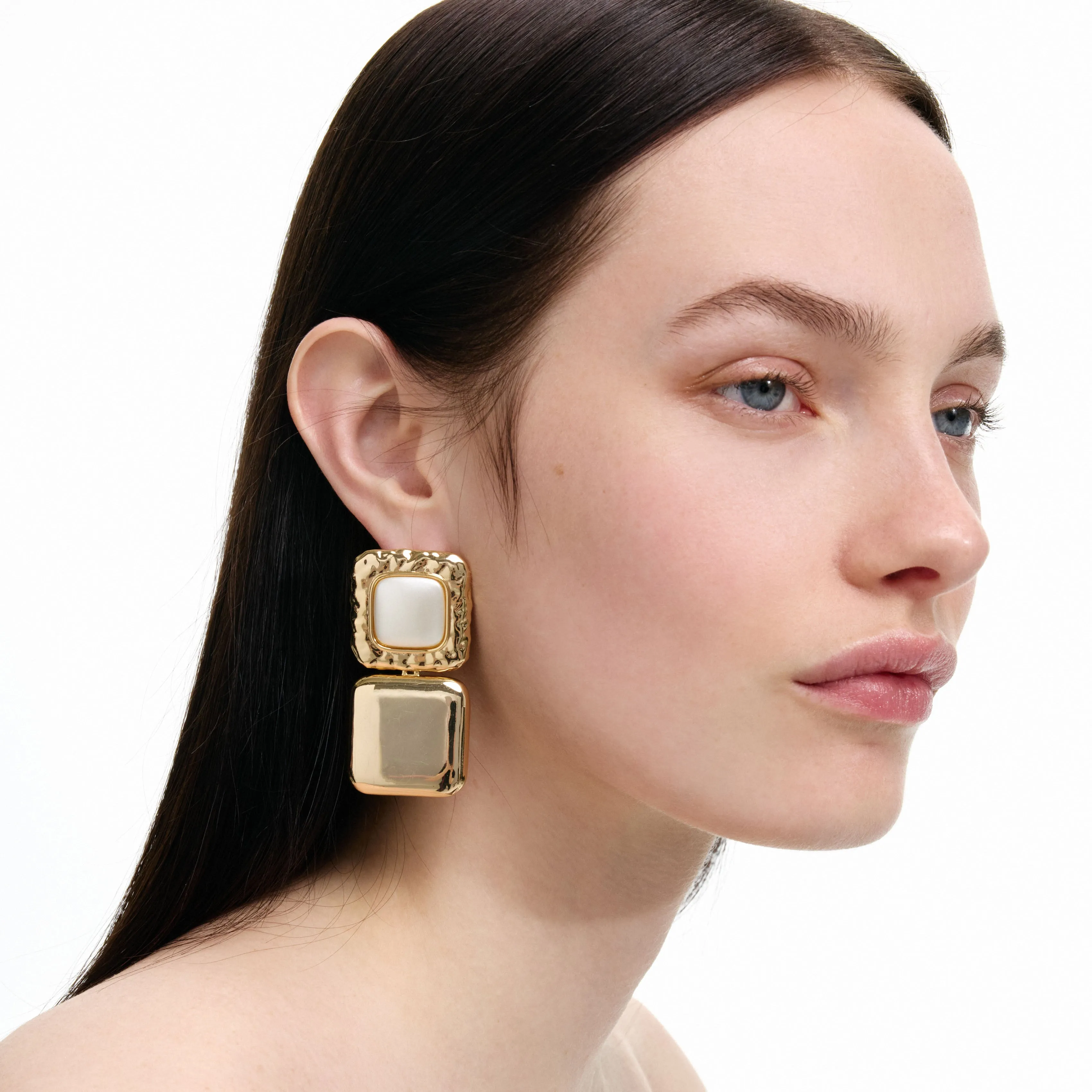 Mottled Gold Pearl Tiered Earrings Self Portrait