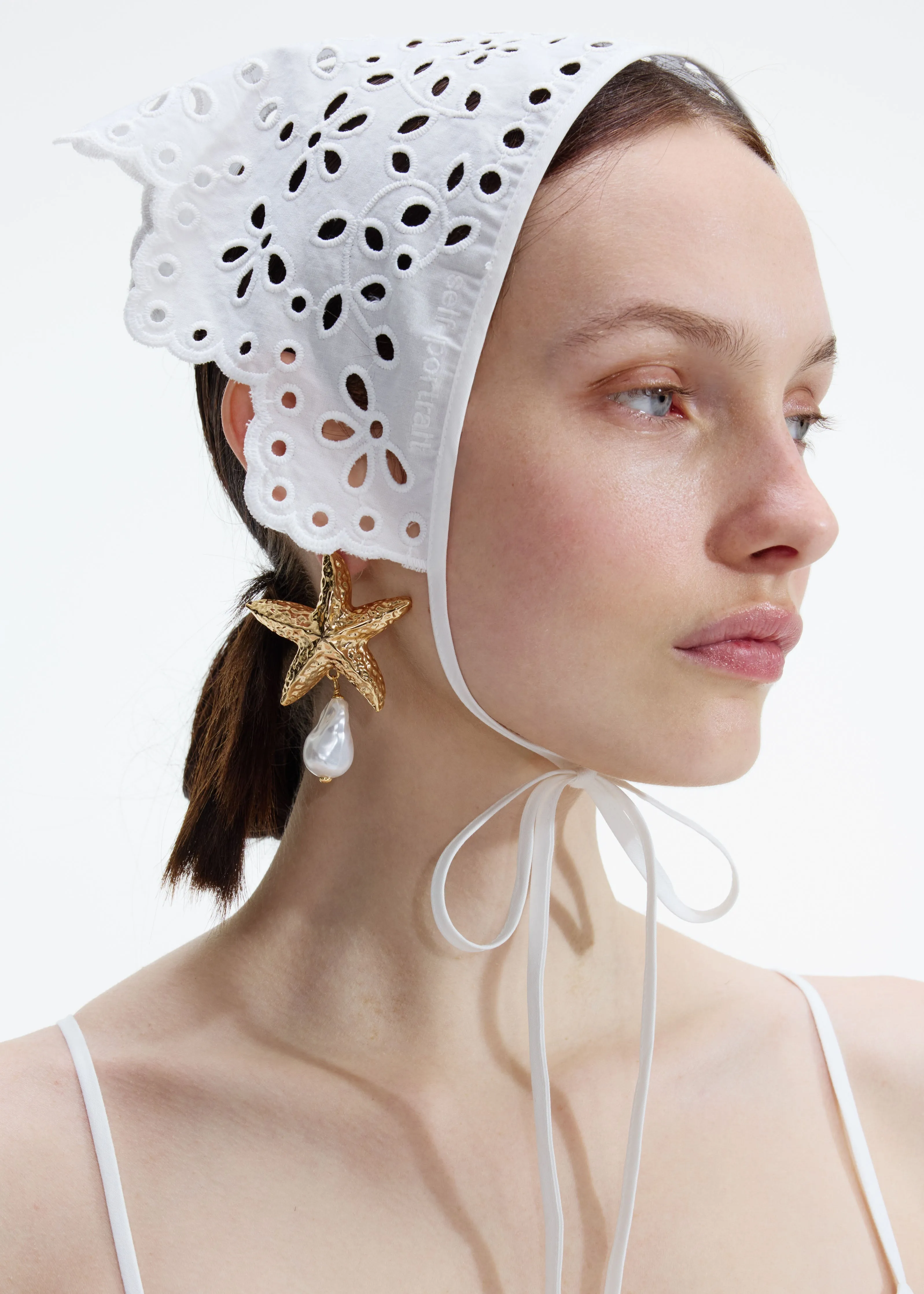 Mottled Gold Sea Star Pearl Earrings Self Portrait