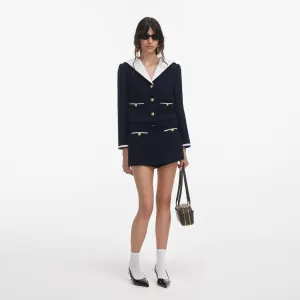 Navy Boucle Contrast Collar Jacket Self Portrait