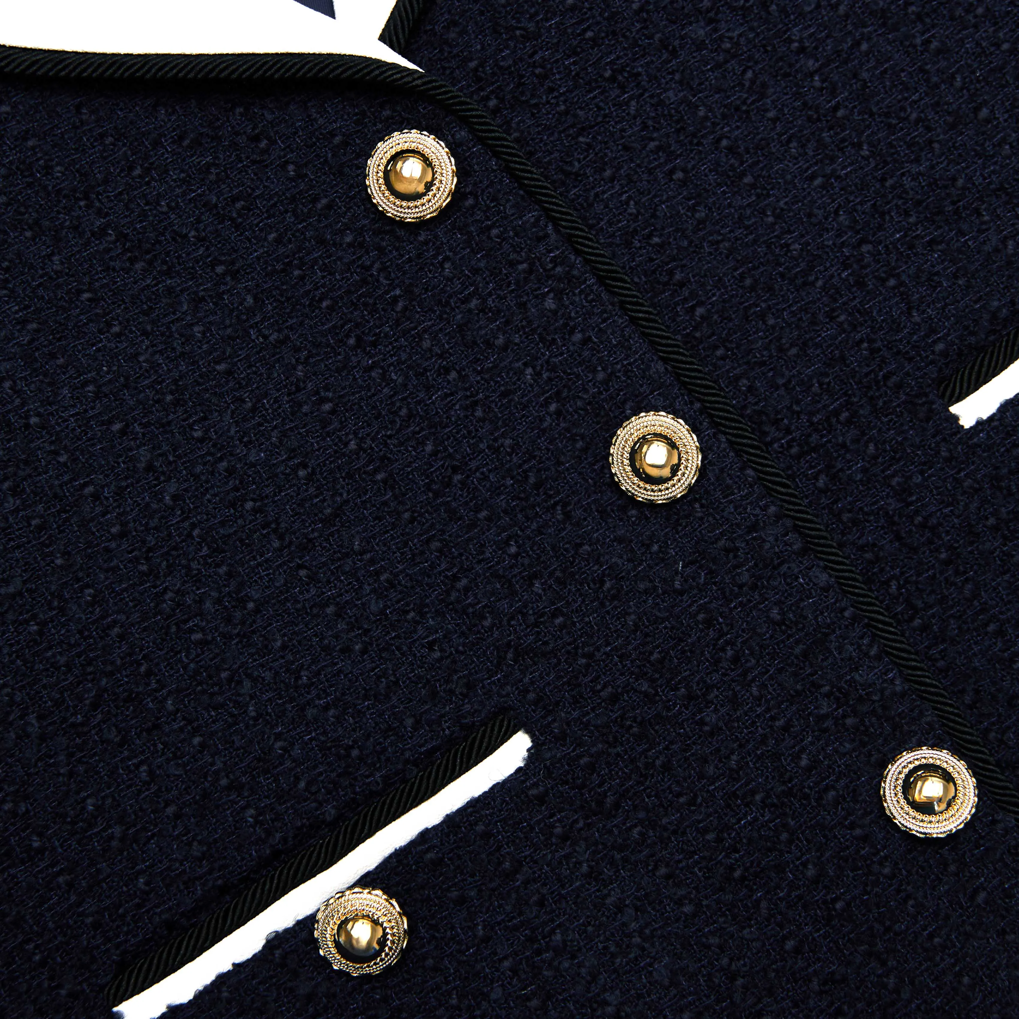 Navy Boucle Contrast Collar Jacket Self Portrait