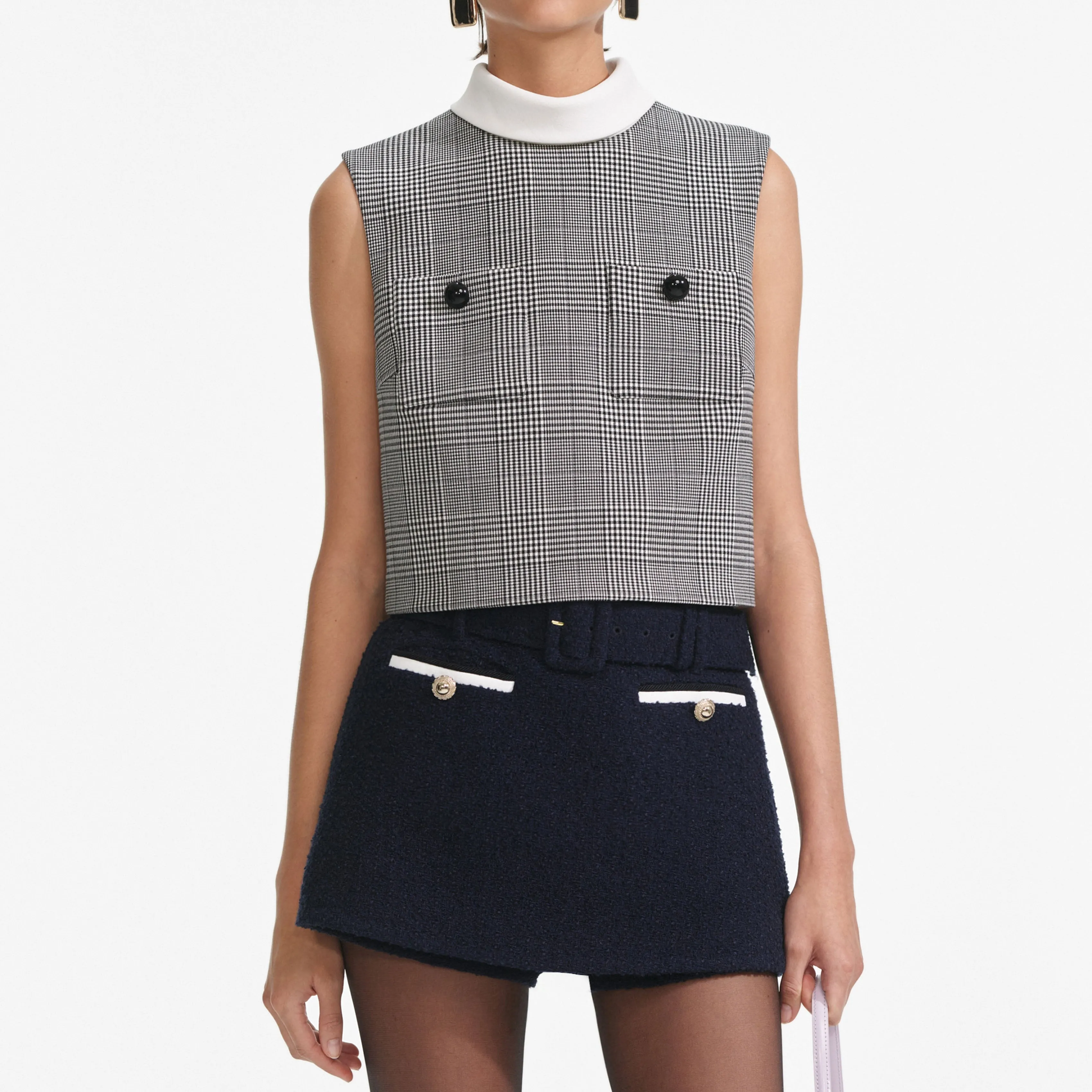 Navy Boucle Skort Self Portrait