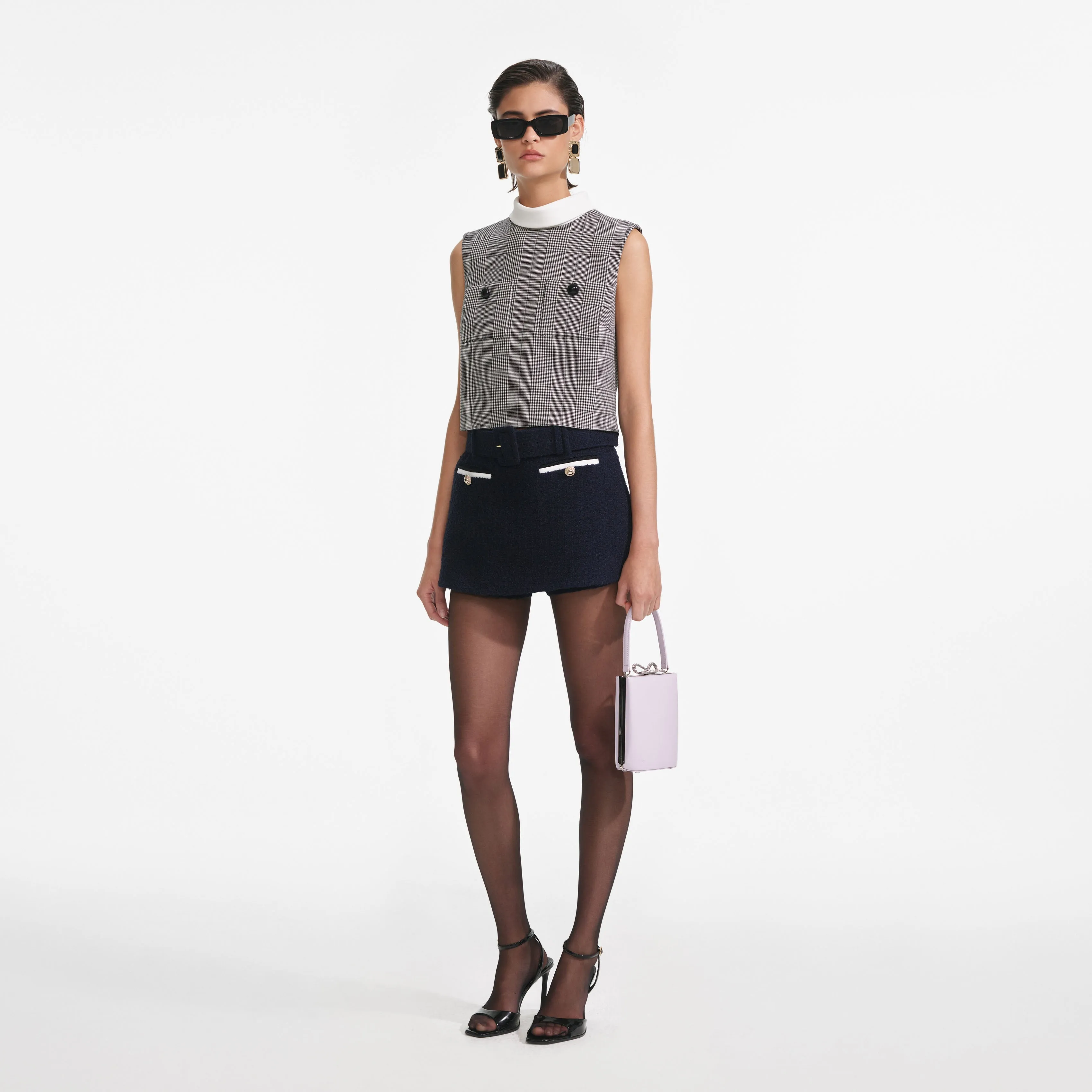 Navy Boucle Skort Self Portrait