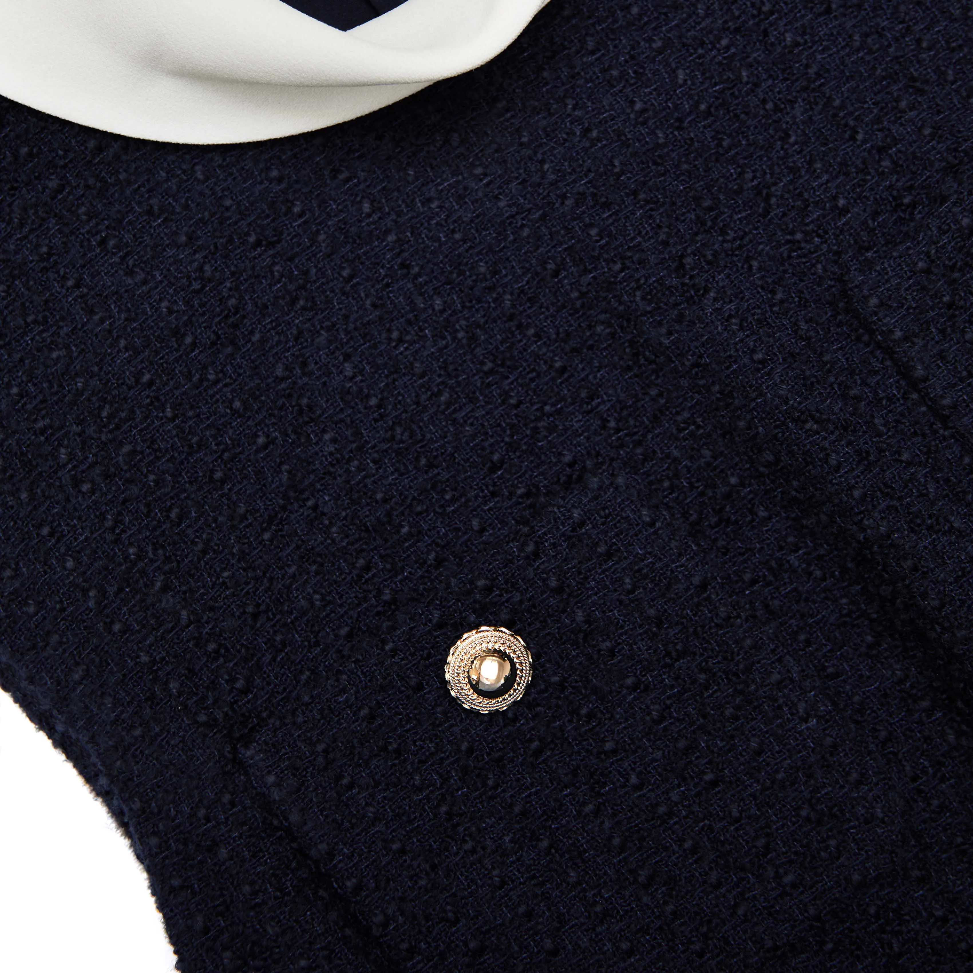 Navy Boucle Sleeveless Midi Dress Self Portrait