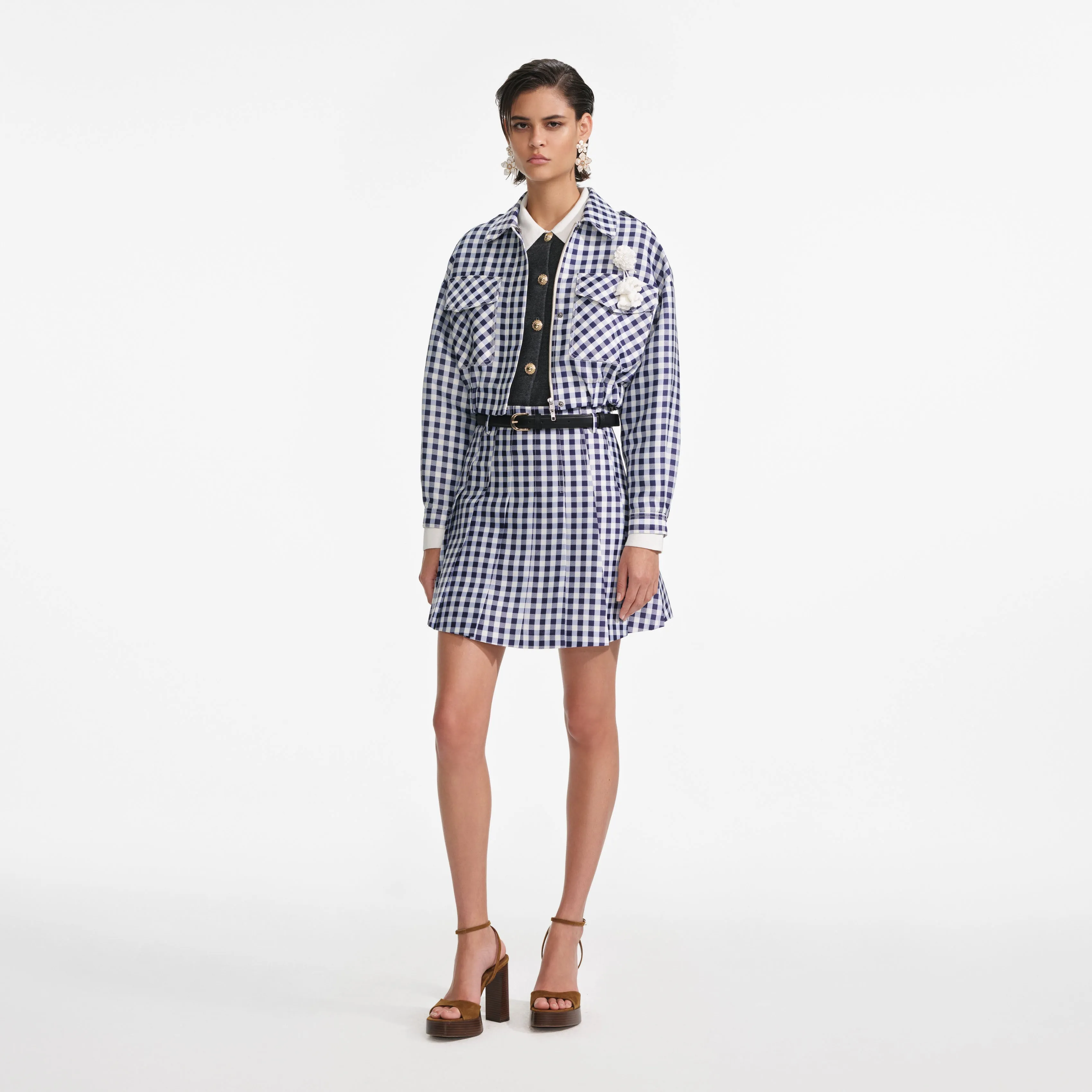 Navy Gingham Taffeta Jacket Self Portrait