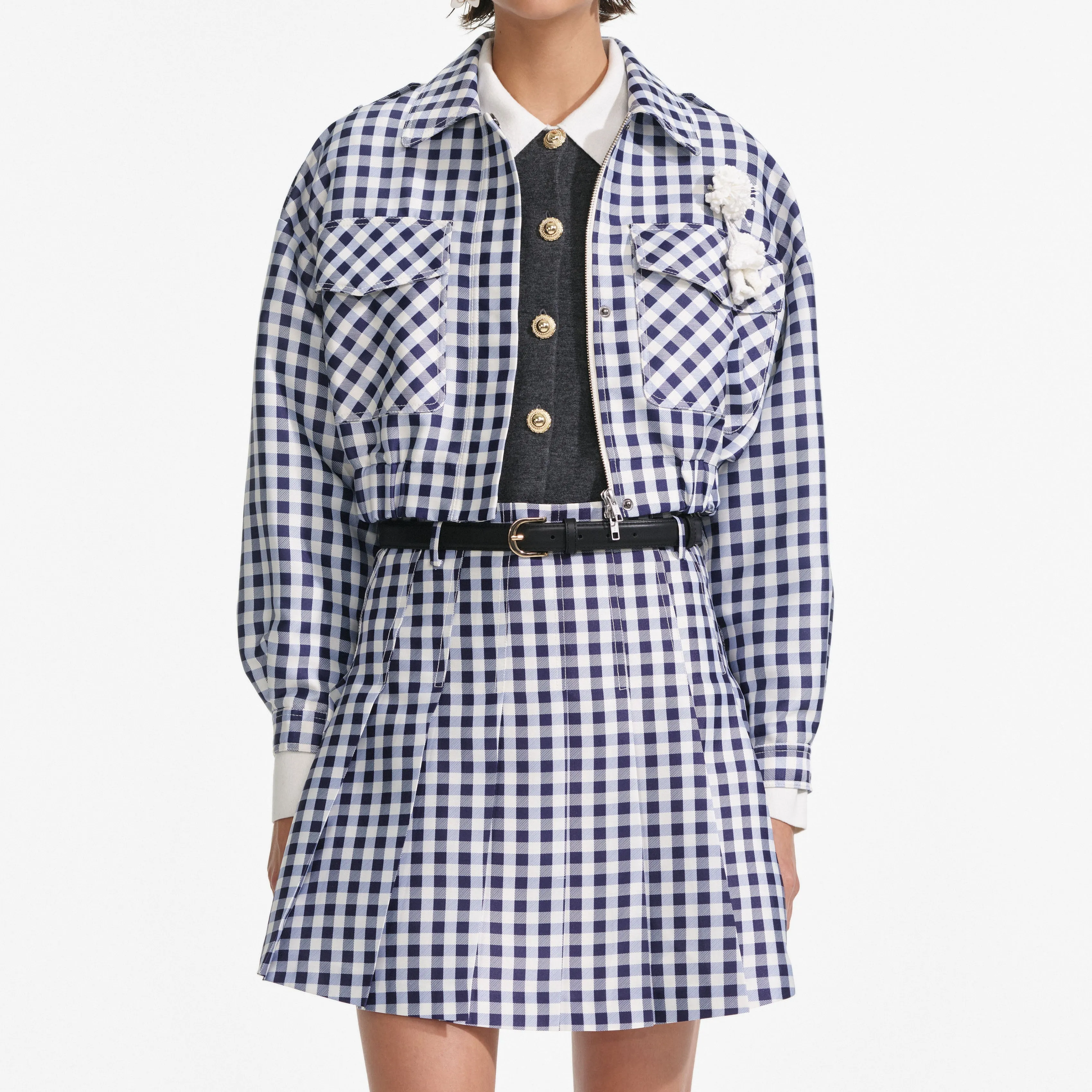 Navy Gingham Taffeta Jacket Self Portrait