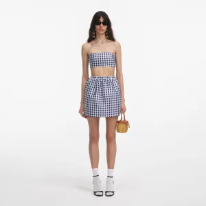 Navy Gingham Taffeta Mini Skirt Self Portrait