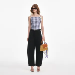 Navy Gingham Taffeta Top Self Portrait