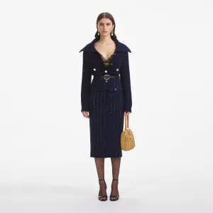 Navy Relaxed Fit Cardigan Self Portrait