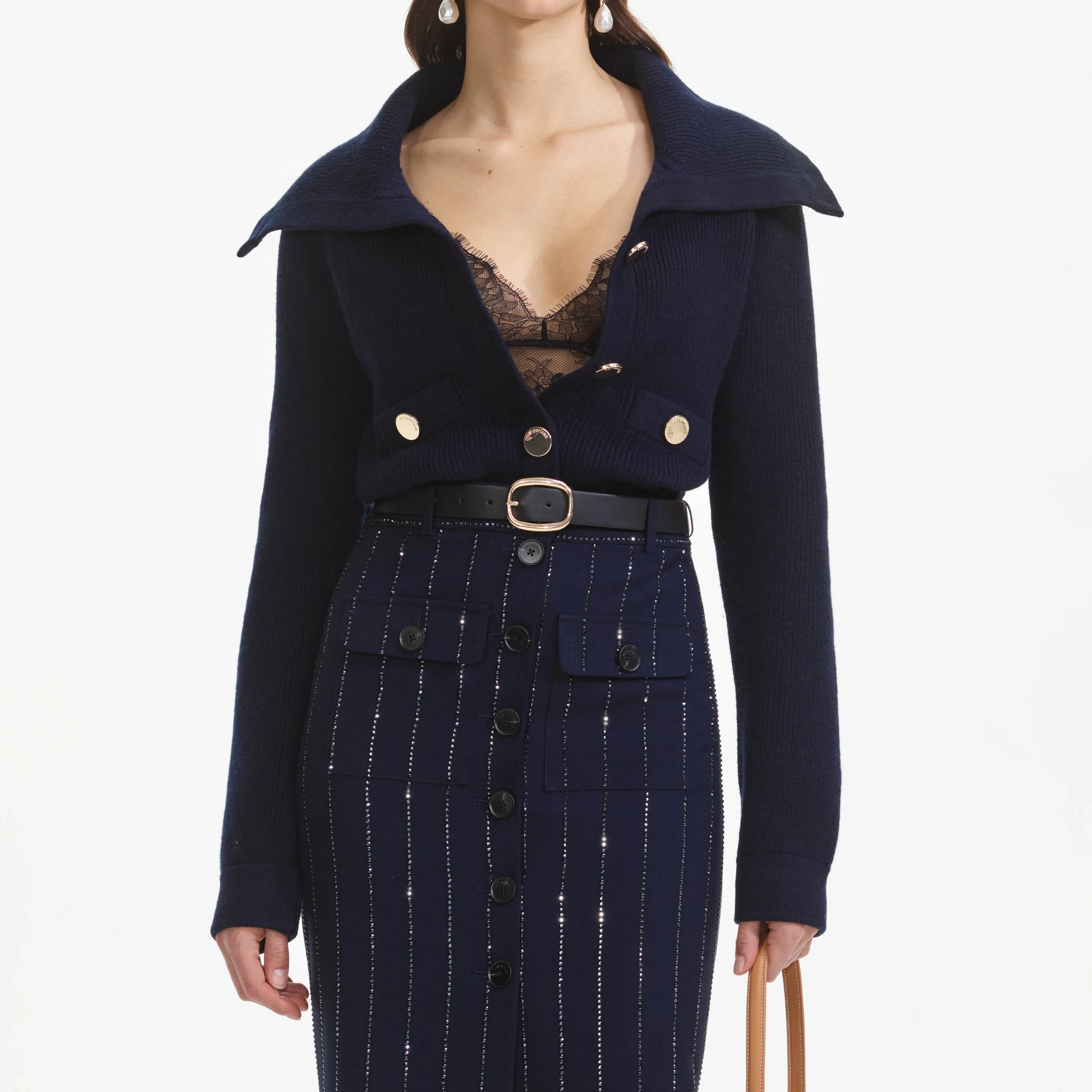 Navy Relaxed Fit Cardigan Self Portrait