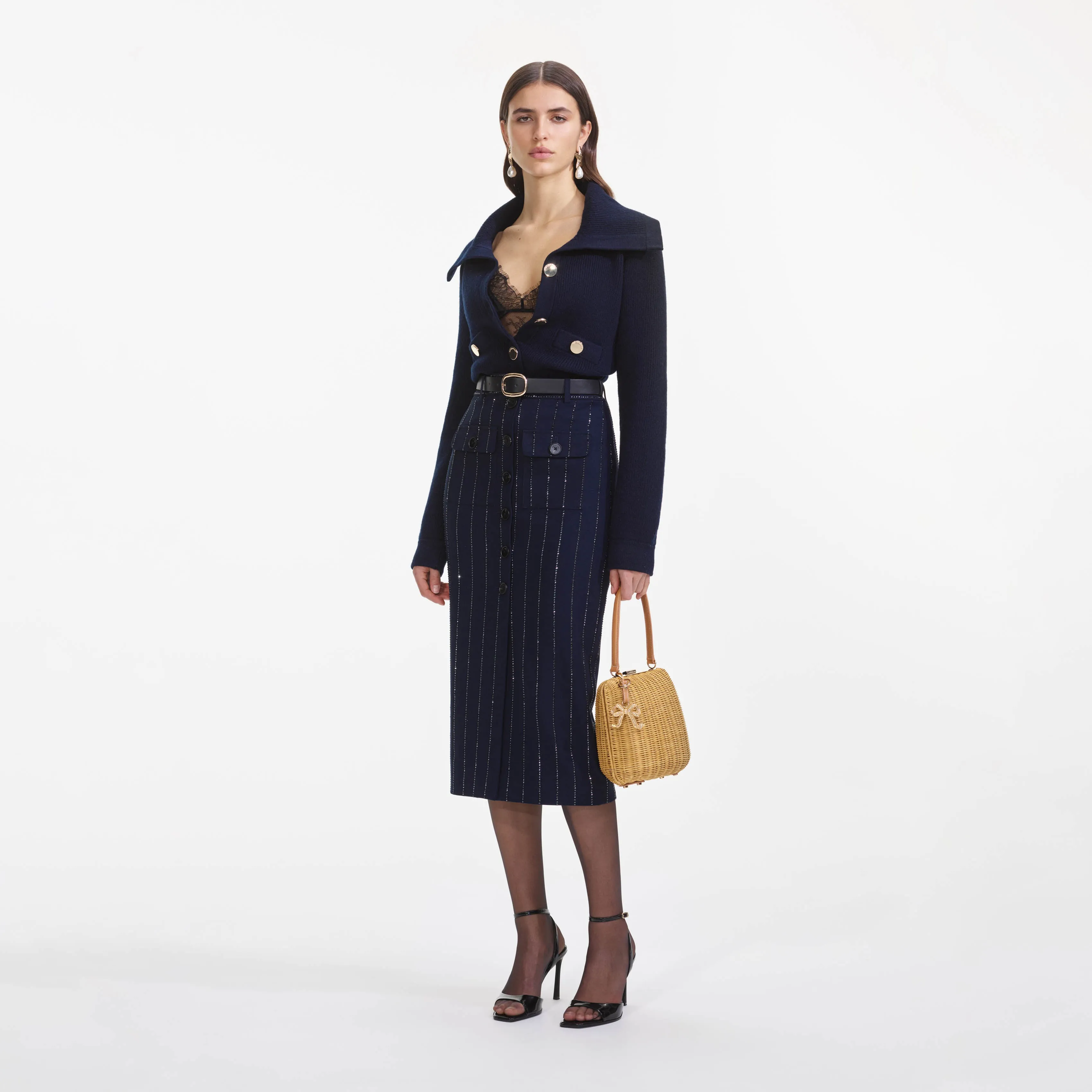 Navy Relaxed Fit Cardigan Self Portrait
