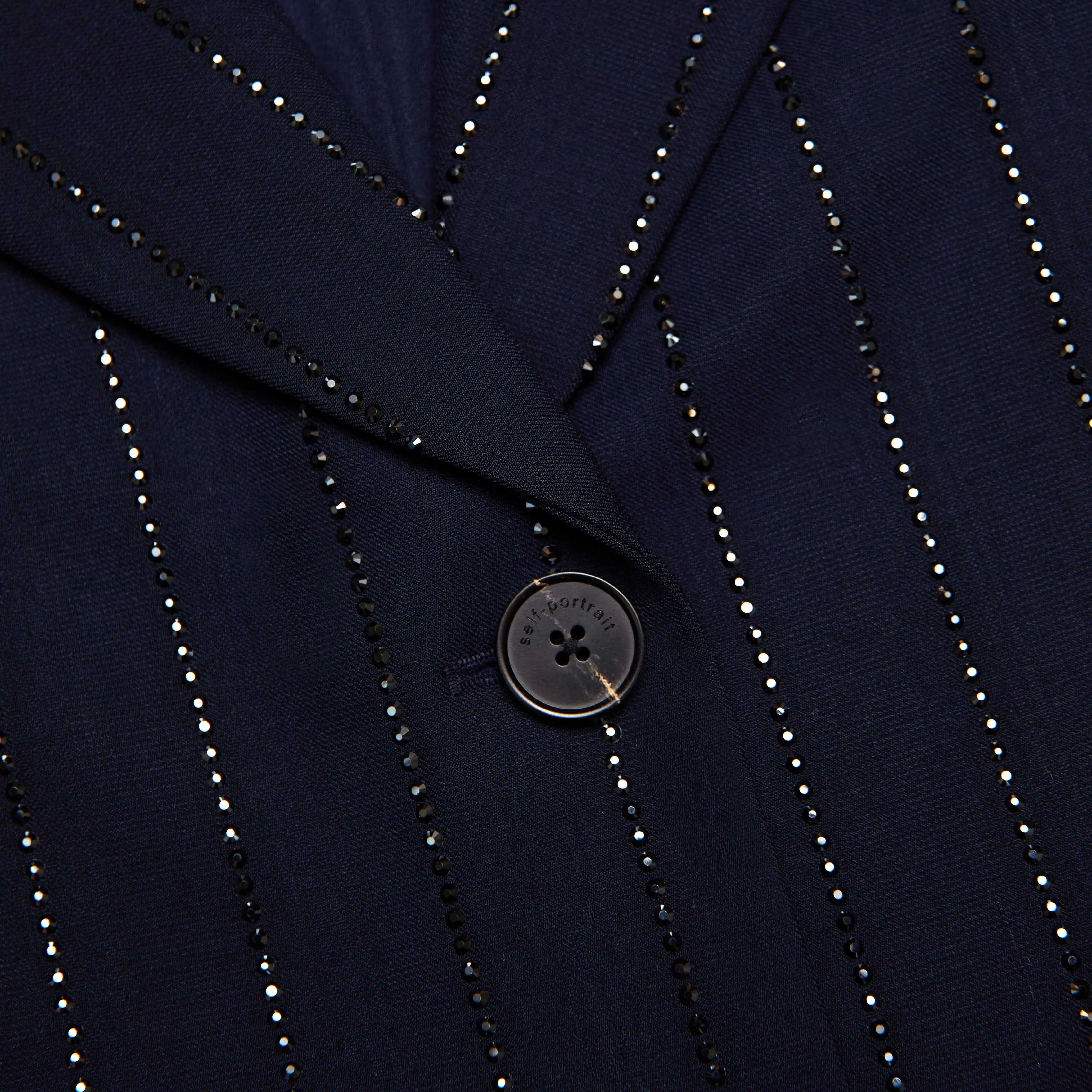 Navy Rhinestone Pinstripe Blazer Self Portrait