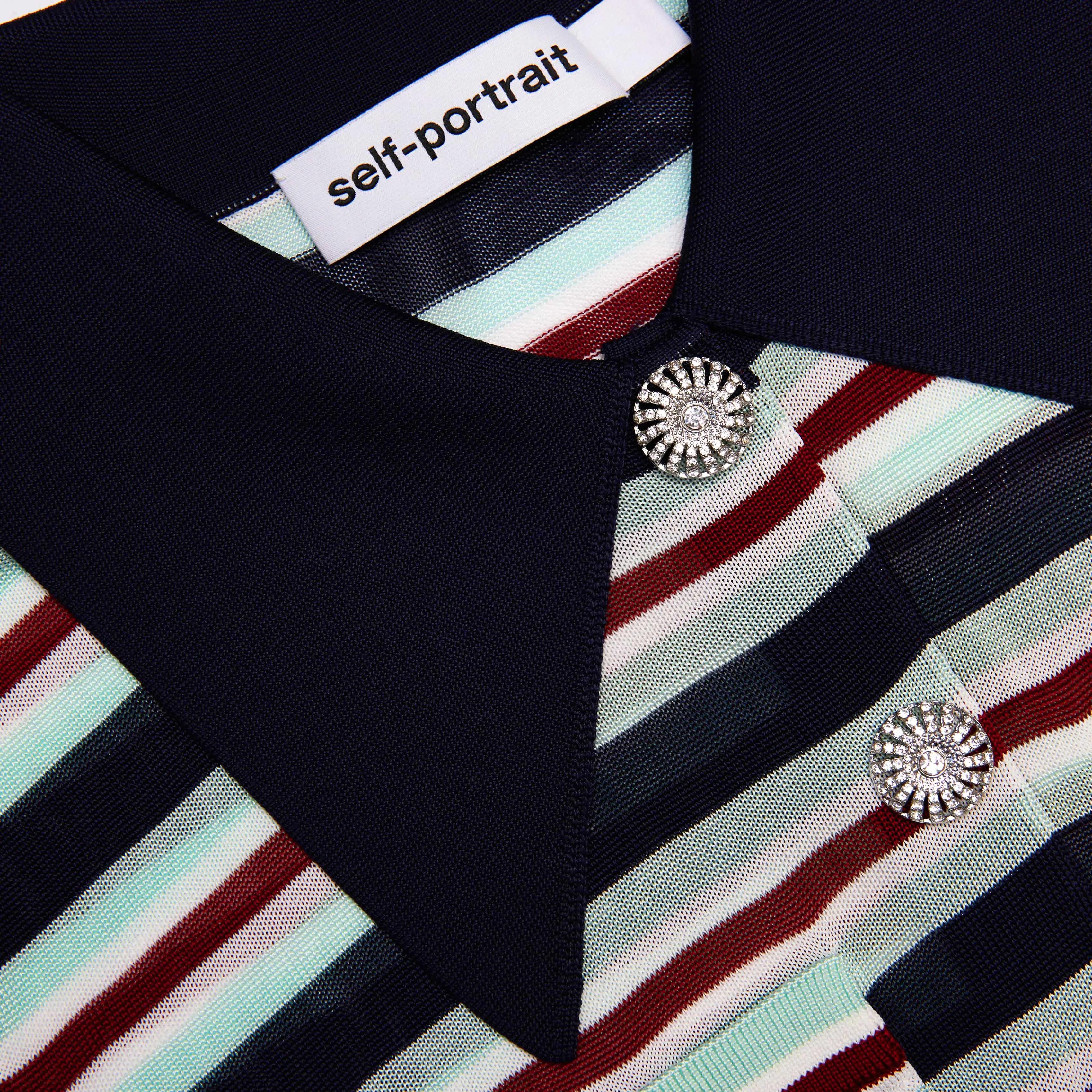 Navy Striped Viscose Knit Top Self Portrait