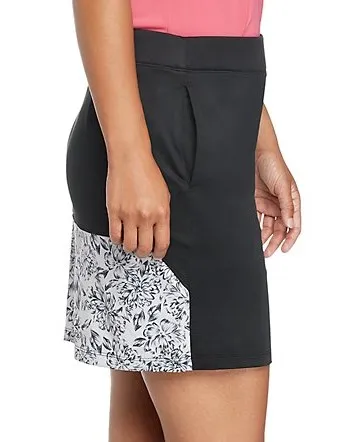 New Izod Black Pull-on Skort with Back Floral Details Size 10  MSP$64