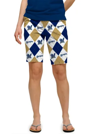 New Loudmouth Fairway Bermuda Milwaukee Brewers Golf Shorts MSP$98