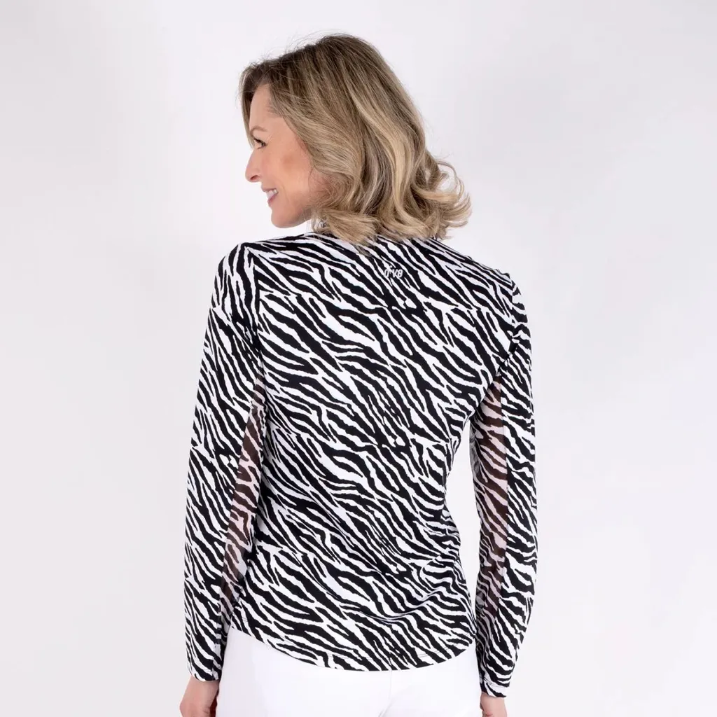 New Nivo Sport Lotus Mock - White/Black Zebra Size S MSP$88