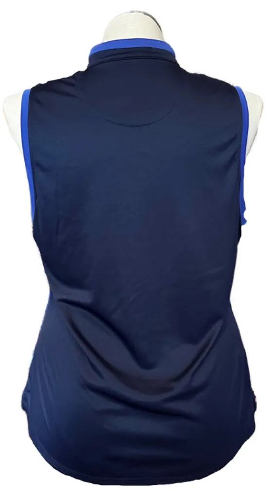 NEW PGA Tour Women's Zip Mock Neck Navy Print Sleeveless Golf Top Size XL MSP$55