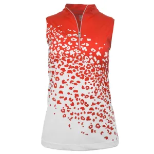 New Tail Ela Sleeveless Golf Top - Paprika/Wild Cheetah Size S MSP$92