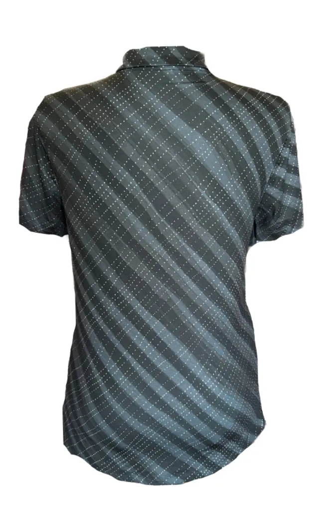 Nike Women's Black & Gray Striped & Dotted Short Sleeve Golf Polo Size L MSP$70