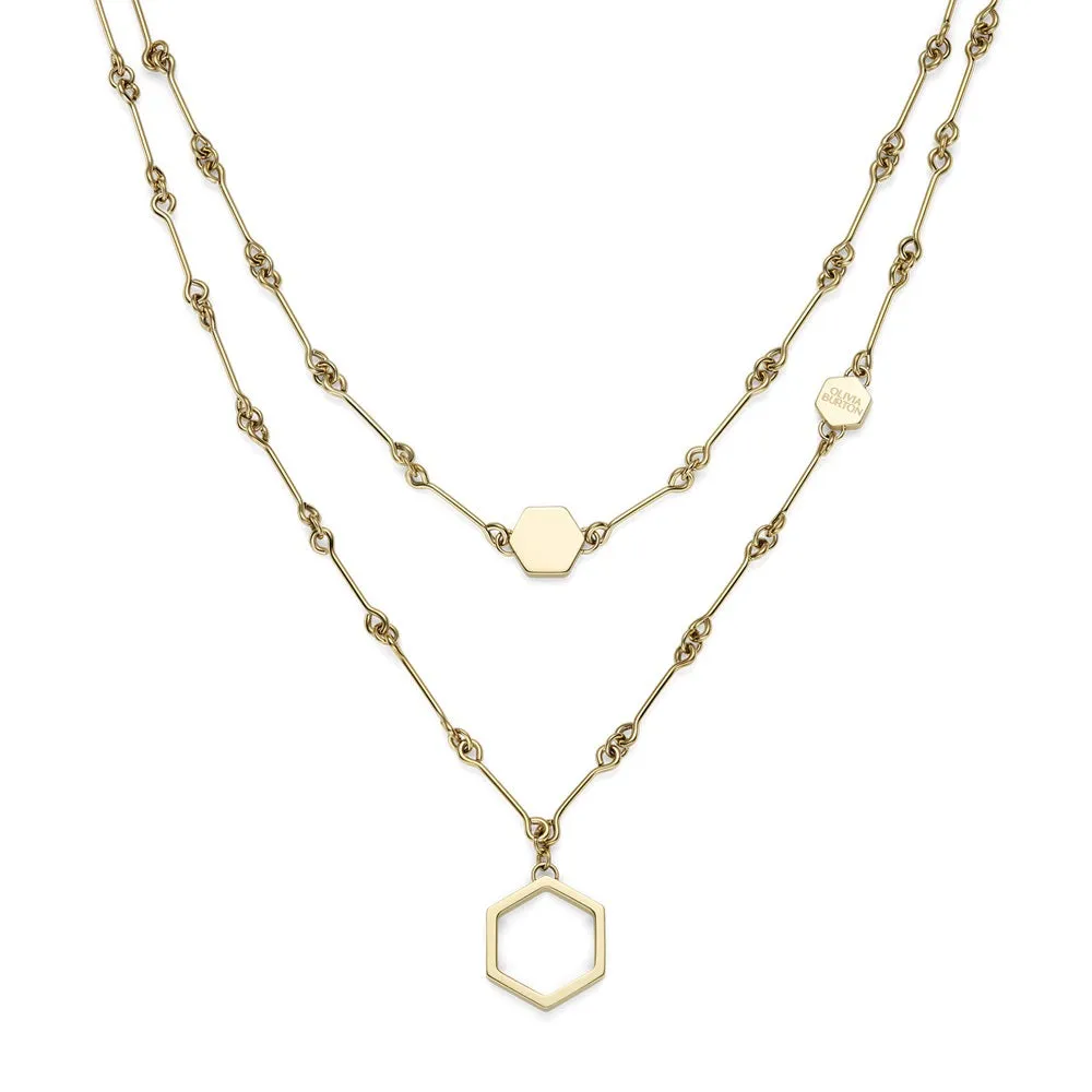 Olivia Burton Signature Honeycomb Double Chain Necklace 24100306