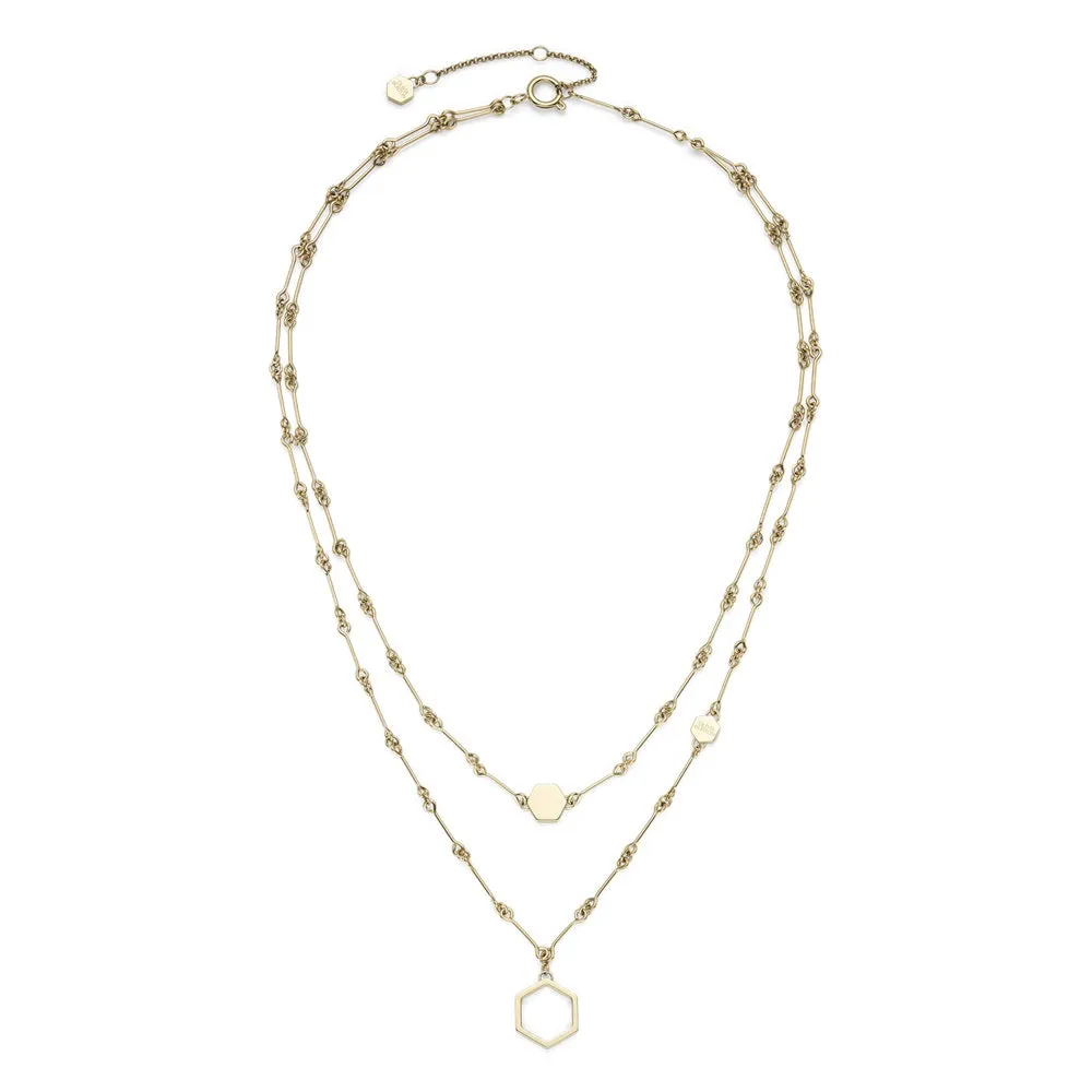 Olivia Burton Signature Honeycomb Double Chain Necklace 24100306