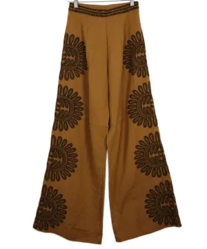 Ollari Tan Embroidered Linen Pants sz 2