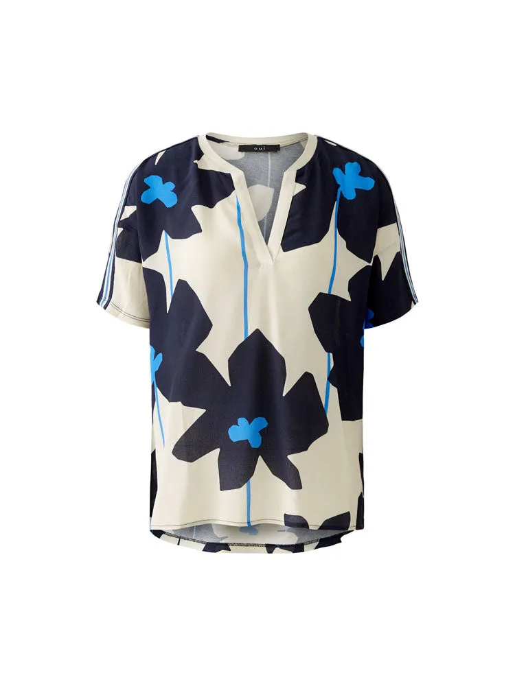 Oui Blouse Light Stone & Blue