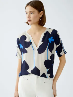 Oui Blouse Light Stone & Blue