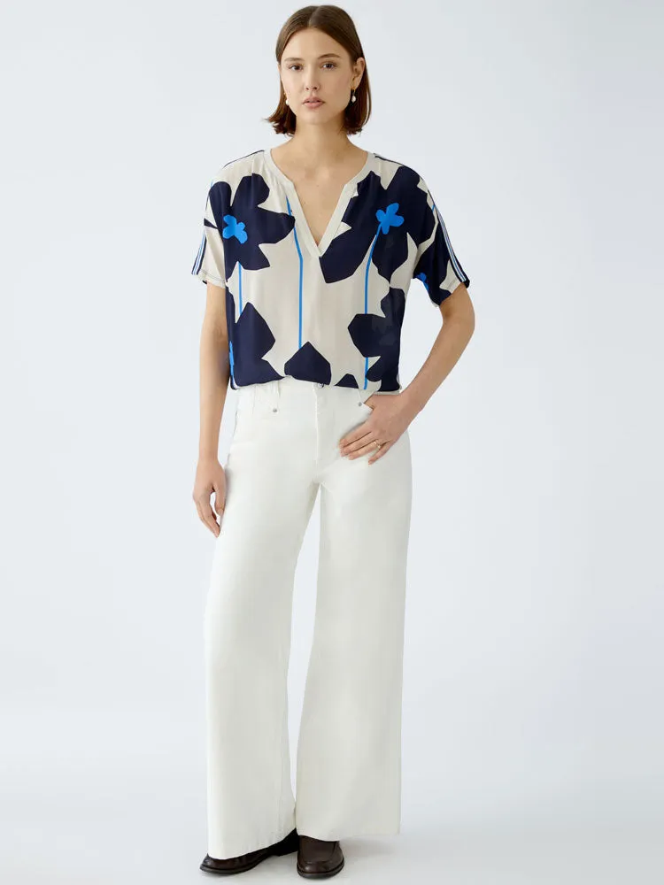 Oui Blouse Light Stone & Blue