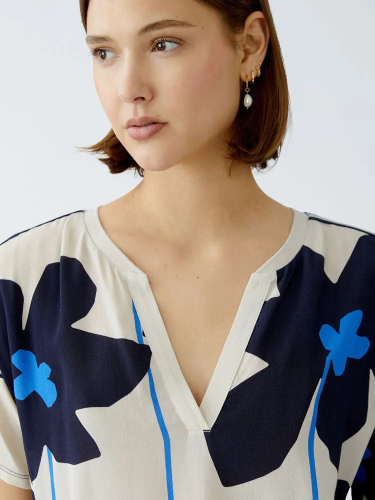 Oui Blouse Light Stone & Blue