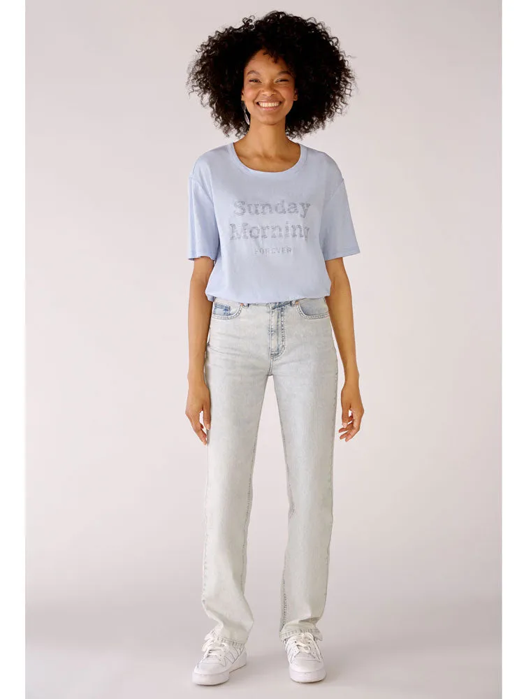 Oui Printed T-Shirt Blue