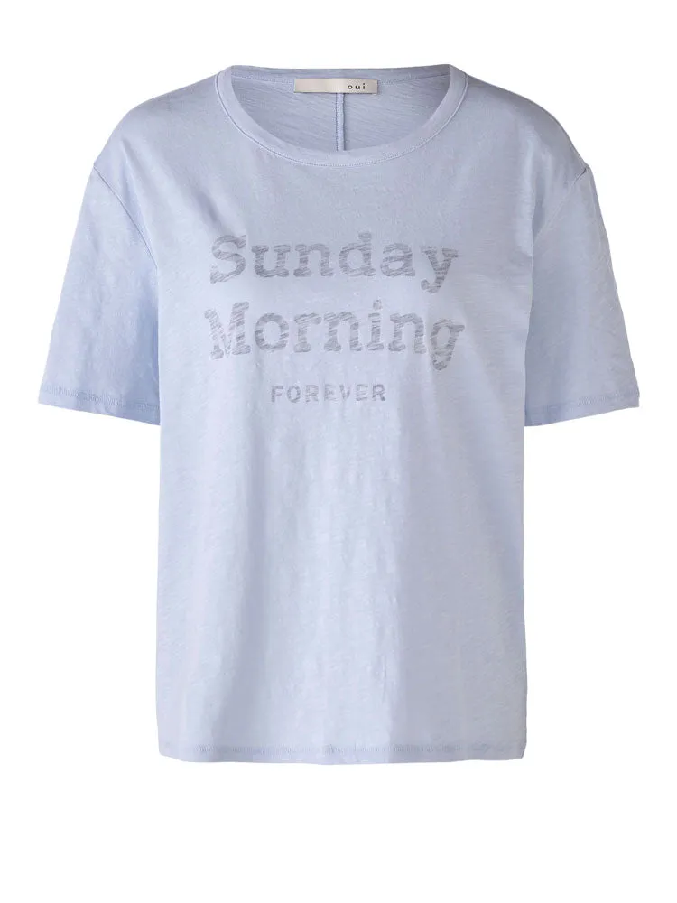 Oui Printed T-Shirt Blue