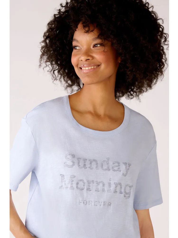 Oui Printed T-Shirt Blue
