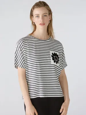 Oui Striped T-Shirt White & Black