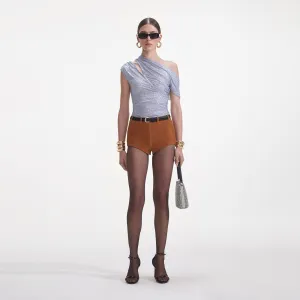 Pale Blue Rhinestone Top Self Portrait