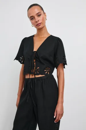 PARI TOP - BLACK EYELET Rails