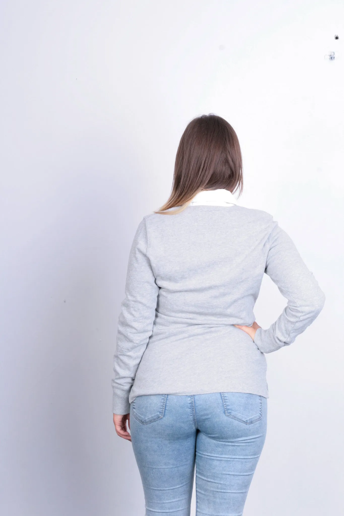 Peak Performance Womens S Polo Shirt Grey Cotton Long Sleeve