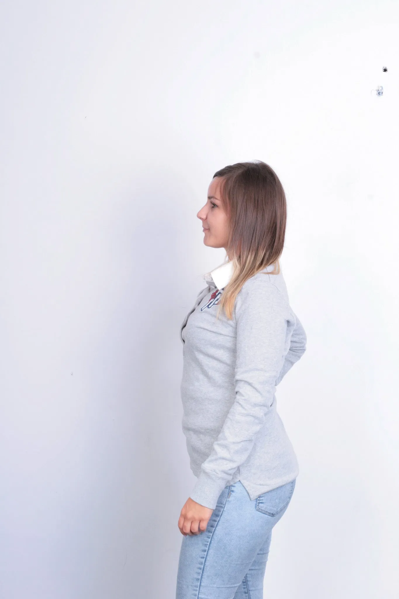 Peak Performance Womens S Polo Shirt Grey Cotton Long Sleeve