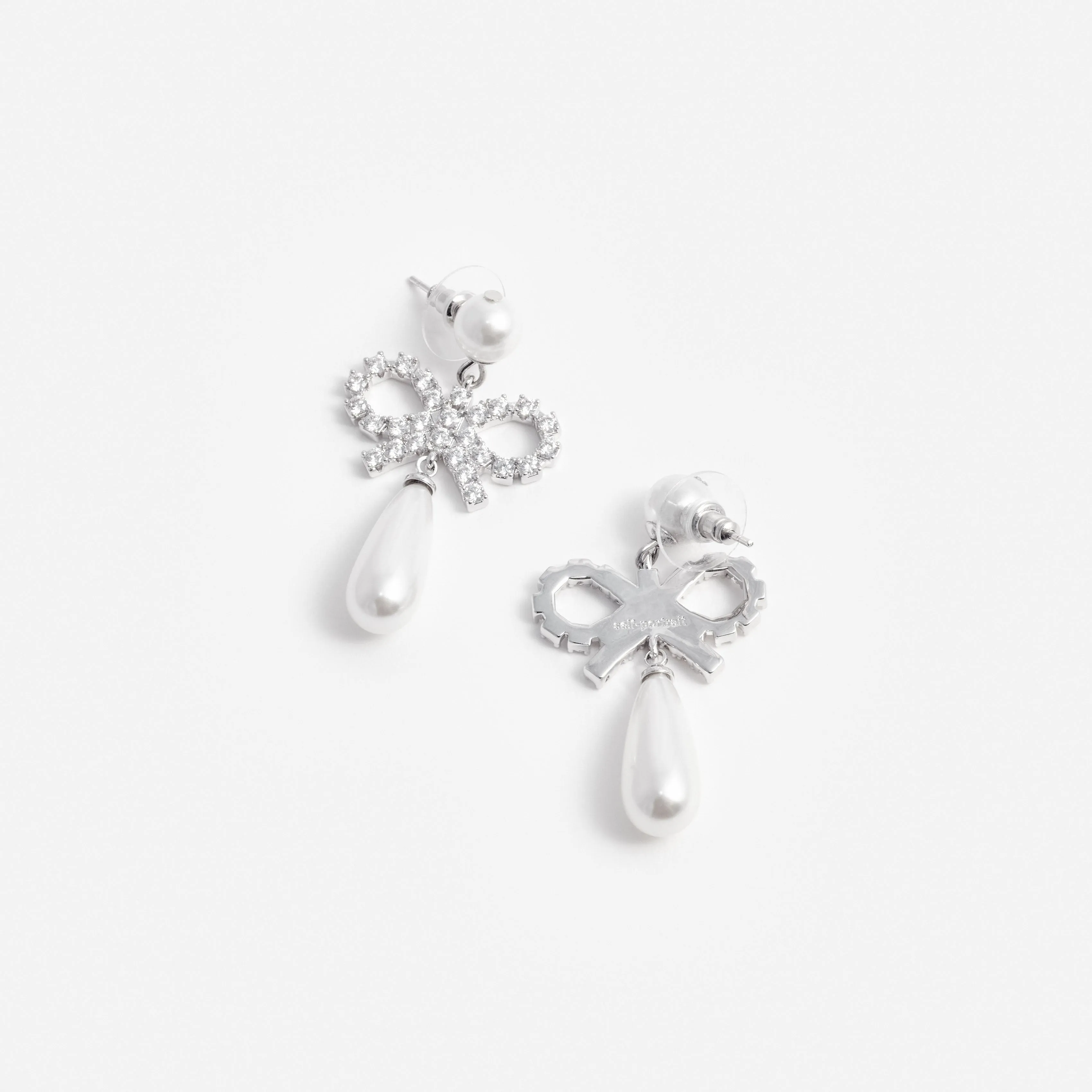 Pearl Bow Droplet Earrings Self Portrait