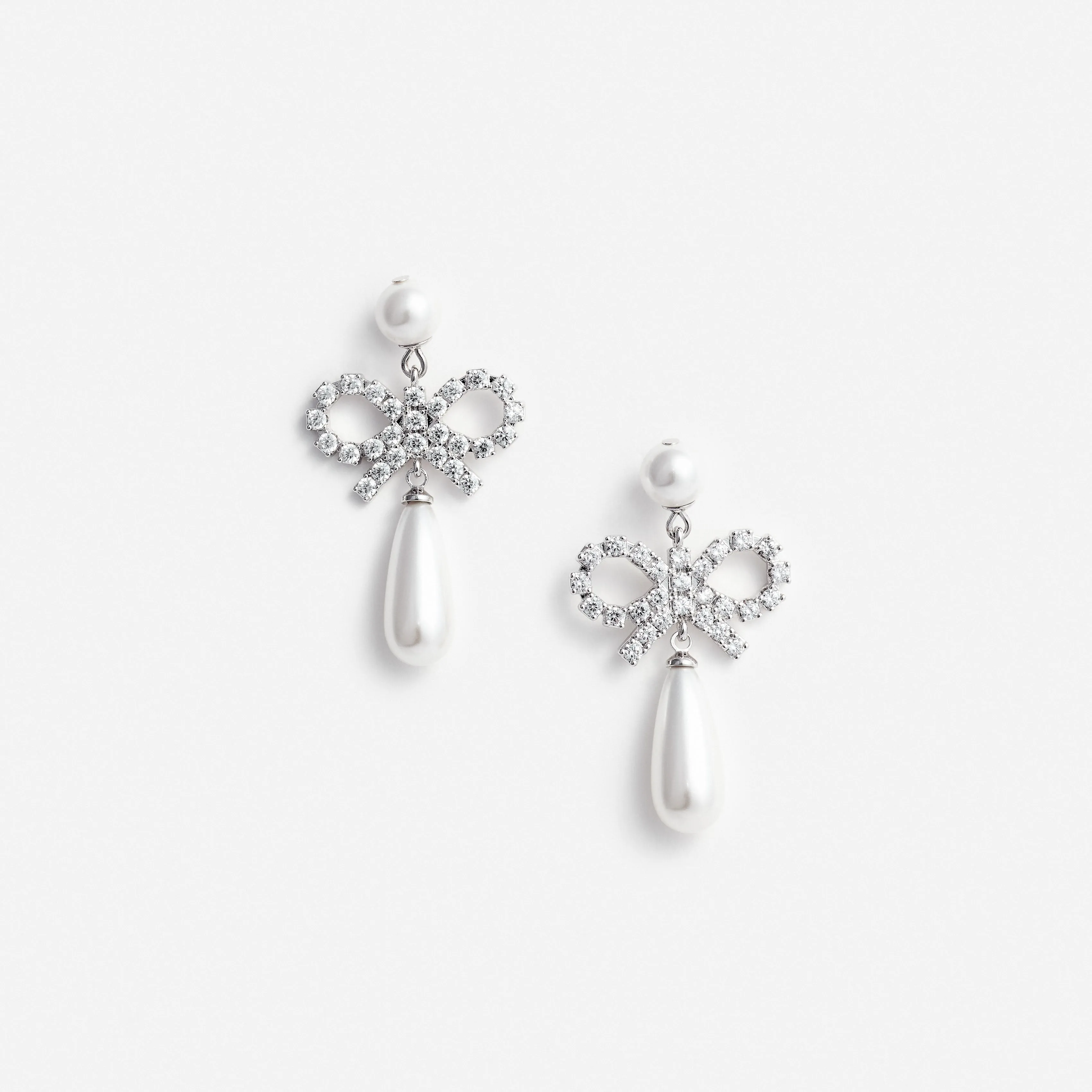 Pearl Bow Droplet Earrings Self Portrait