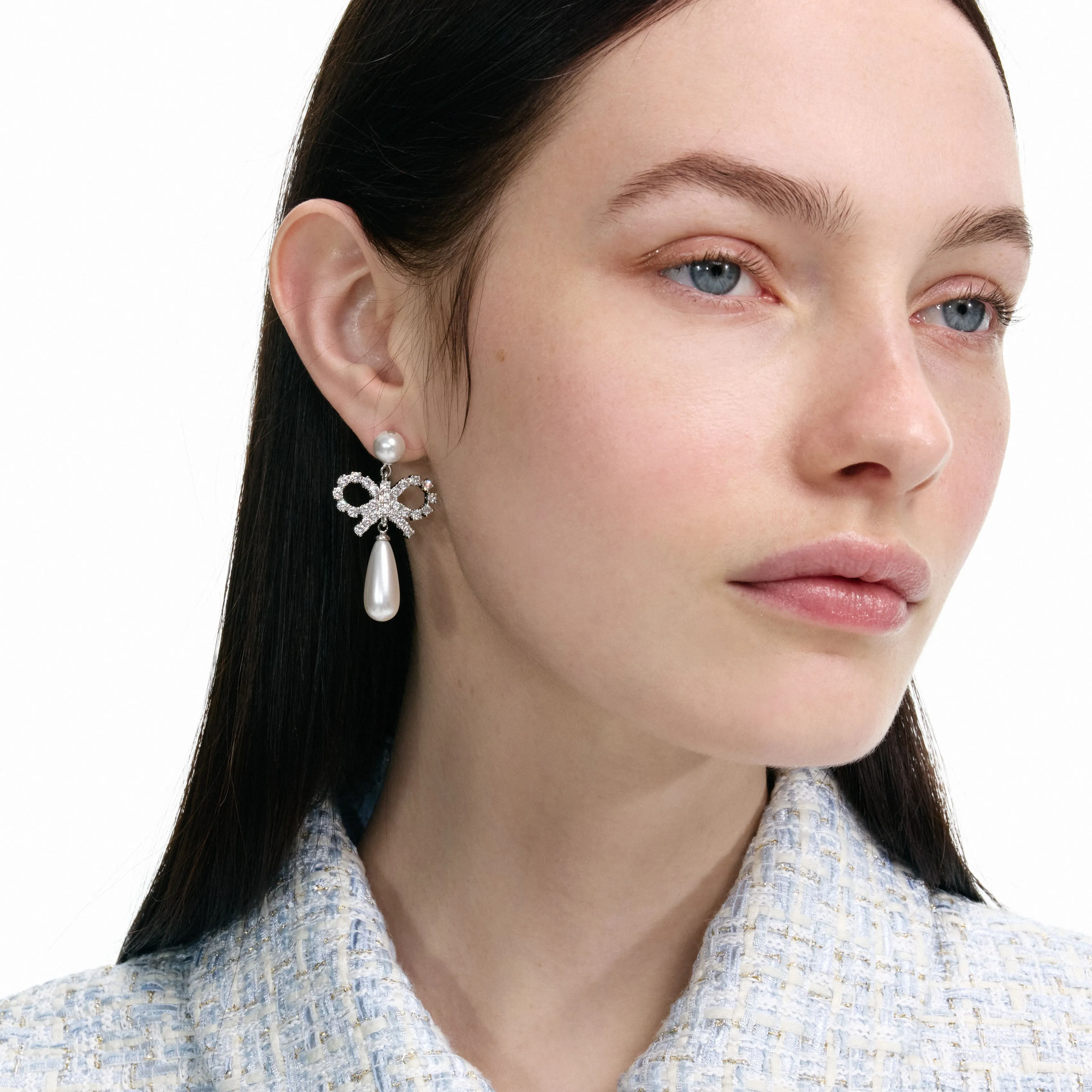 Pearl Bow Droplet Earrings Self Portrait