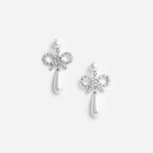 Pearl Bow Droplet Earrings Self Portrait